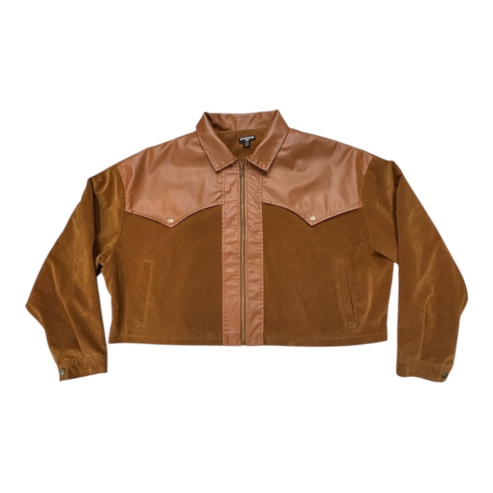 PrettyLittleThing Faux Suede Western Jacket - Toffee Brown Size 18 - Picture 2 of 9